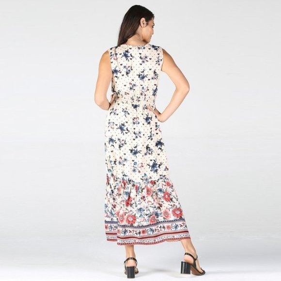 Nostalgia Floral Print Maxi Dress NWT • Sleeveless • V-neck • Smocked Waist - Picture 3 of 3